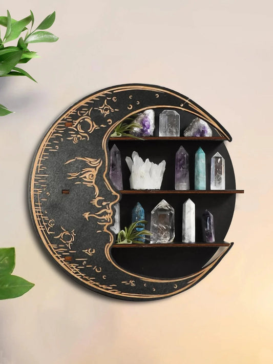 Moon Face Crystal Holder Wall Shelf