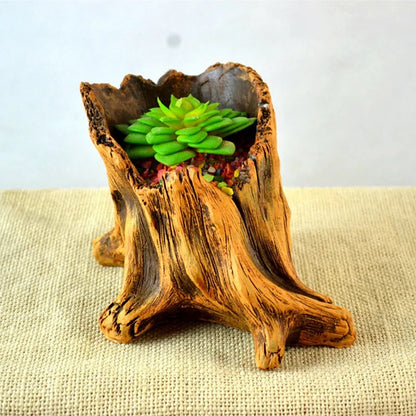 Mini Wooden Cement Plant Flower Pot