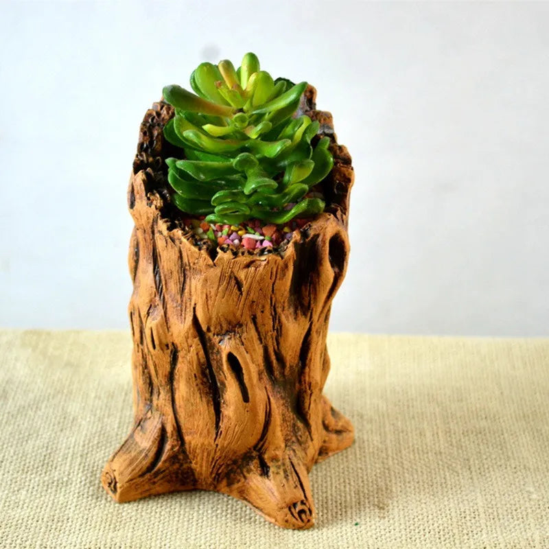 Mini Wooden Cement Plant Flower Pot