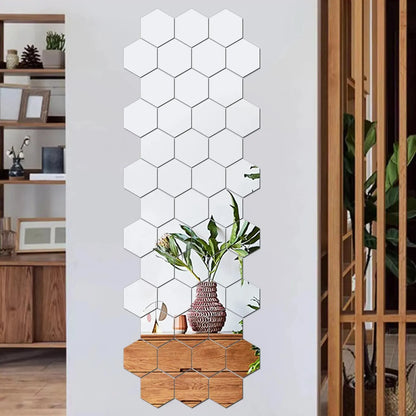 Geometric hexagonal mirror stickers