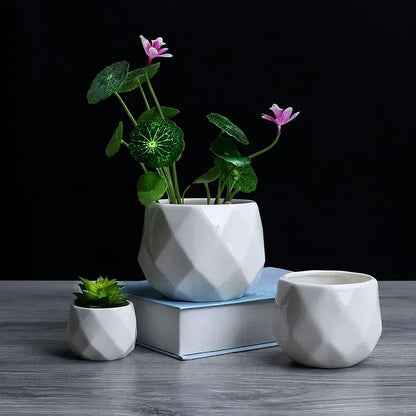 Diamond Geometric Ceramic Flowerpot