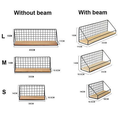 Wooden Iron Wall Shelf Organizer