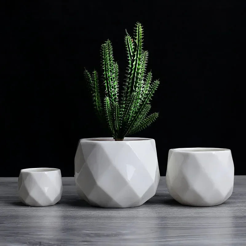 Diamond Geometric Ceramic Flowerpot