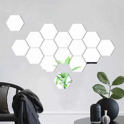 Geometric hexagonal mirror stickers