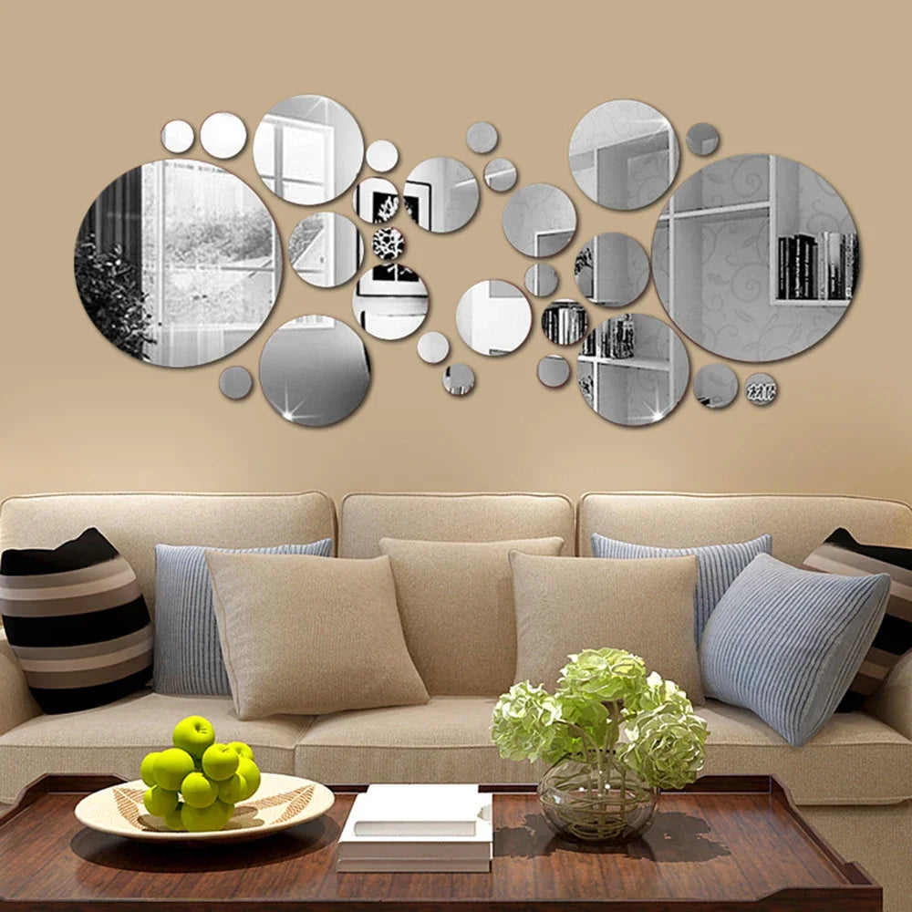 26/24pcs 3D Mirror Wall Sticker Set