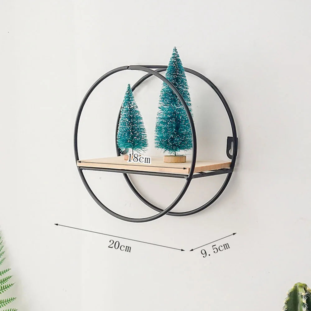 Wooden Iron Wall Shelf Organizer