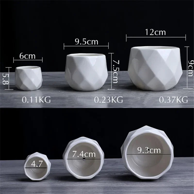 Diamond Geometric Ceramic Flowerpot