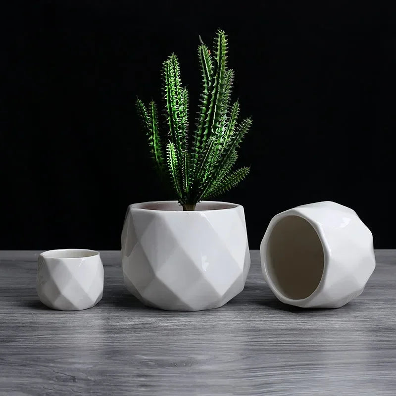 Diamond Geometric Ceramic Flowerpot